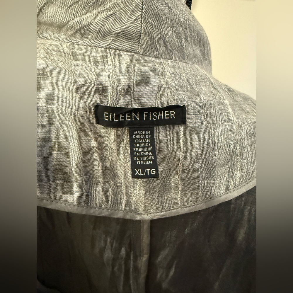 Eileen Fisher Silver Linen Crinkle Jacket - Picture 7 of 8